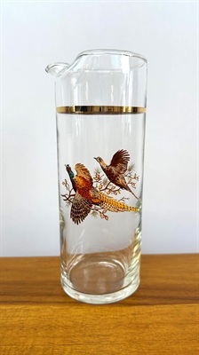 Vintage MCM Martini Pitcher - Mid-Century Pheasants Pitcher- West Virginia Glass Specialty