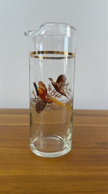 Vintage MCM Martini Pitcher - Mid-Century Pheasants Pitcher- West Virginia Glass Specialty view 3