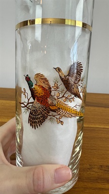 Vintage MCM Martini Pitcher - Mid-Century Pheasants Pitcher- West Virginia Glass Specialty view 4