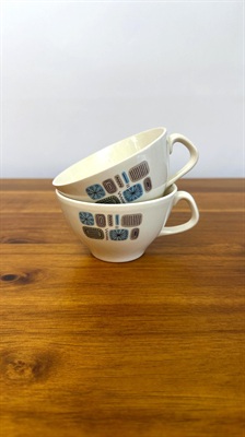 Mid Century Modern Atomic Tea Cups- Retro Vintage Temporama by Canonsburg SET OF 2