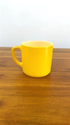 Vintage Yellow Federal Milk Glass with Retro Straight D Handle | 1960s Yellow Federal Glass Mug | Retro Milk Glass Mug view 1