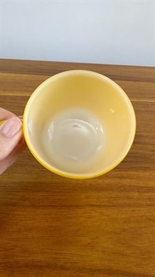 Vintage Yellow Federal Milk Glass with Retro Straight D Handle | 1960s Yellow Federal Glass Mug | Retro Milk Glass Mug view 4