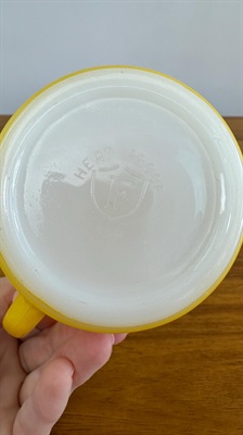 Vintage Yellow Federal Milk Glass with Retro Straight D Handle | 1960s Yellow Federal Glass Mug | Retro Milk Glass Mug view 5