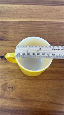 Vintage Yellow Federal Milk Glass with Retro Straight D Handle | 1960s Yellow Federal Glass Mug | Retro Milk Glass Mug view 7