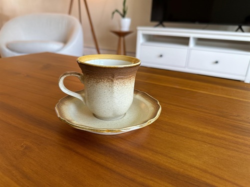 Vintage Mikasa Stoneware Tea Cup and Saucer Set - Mid Century Modern Japan SET OF 3 view 3