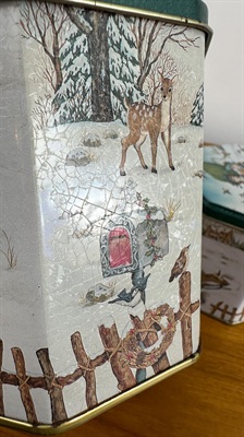 Nesting Christmas Tins | Set of 3 Vintage Victorian- themed Winter Scene Christmas Cookie Tins view 6