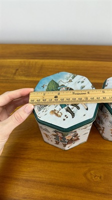 Nesting Christmas Tins | Set of 3 Vintage Victorian- themed Winter Scene Christmas Cookie Tins view 8