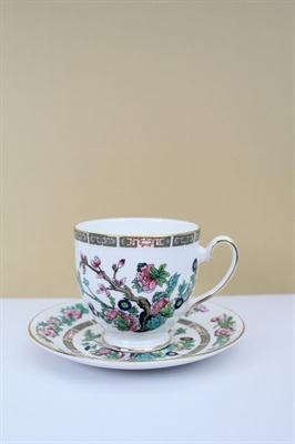 Vintage Bone China Teacup and Saucer | Royal Grafton Indian Tree Pattern