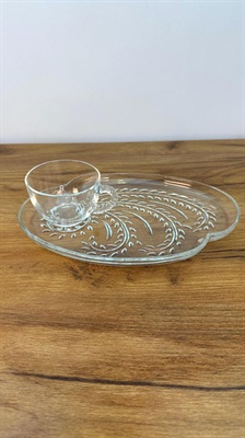 Vintage MCM Cup and Snack Plate - Federal Glass Retro Kitchenware Great for Serving or Snacking view 1