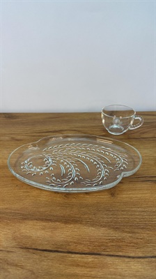 Vintage MCM Cup and Snack Plate - Federal Glass Retro Kitchenware Great for Serving or Snacking view 2