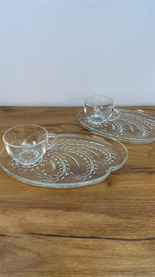 Vintage MCM Cup and Snack Plate - Federal Glass Retro Kitchenware -SET OF 2 view 9