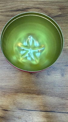 Strawberry Shaped Lithographed Tin Trinket Box Storage Vtg MCM Fruit Tin view 8