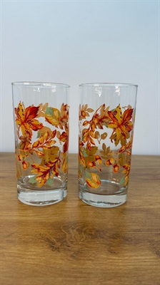 Libbey Crisa Fall Leaf Autumn Drinking Glasses  -SET OF 2 view 5