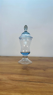 Princess House Inspired Classics Blue Crystal Apothecary Jar with Lid, Candy Jar view 1