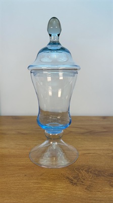 Princess House Inspired Classics Blue Crystal Apothecary Jar with Lid, Candy Jar view 2