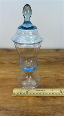 Princess House Inspired Classics Blue Crystal Apothecary Jar with Lid, Candy Jar view 7