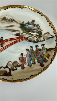 Hand Painted Japanese Lithophane Tea Cup and Saucer | Nippon Kutani Porcelain Geisha Tea Cup view 7