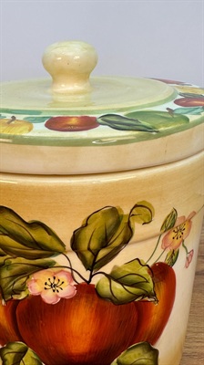 Vintage Apple Cookie Jar or Canister- Beautiful Hand-painted Apple Kitchen Storage Jar Container view 4