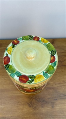 Vintage Apple Cookie Jar or Canister- Beautiful Hand-painted Apple Kitchen Storage Jar Container view 6