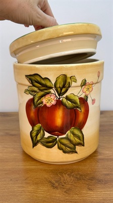 Vintage Apple Cookie Jar or Canister- Beautiful Hand-painted Apple Kitchen Storage Jar Container view 7