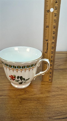 Vintage Teacup and Saucer| Duchess Kingsley Fruits Ribbed and Footed Tea Cup|  English Bone China view 7