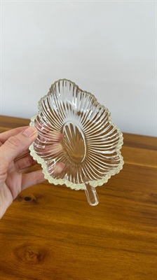Vintage Glass Leaf Trinket Tray, Jewelry Dish, Candy Dish- Antique Vintage Home Decor 1930's Depression Glass view 2