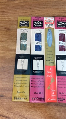 Lot of 6 Vintage Zippers -Talon, J.&P. Coats Nylon Coil and  Metal- Vintage Sewing Supplies view 2