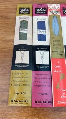 Lot of 6 Vintage Zippers -Talon, J.&P. Coats Nylon Coil and  Metal- Vintage Sewing Supplies view 3