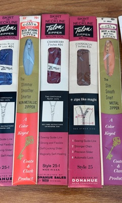 Lot of 6 Vintage Zippers -Talon, J.&P. Coats Nylon Coil and  Metal- Vintage Sewing Supplies view 4