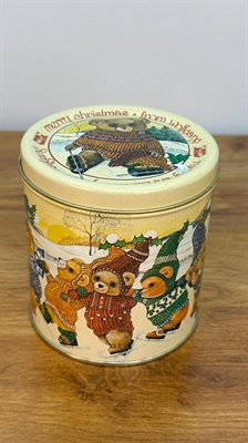 Vintage Teddy Bear Christmas Tin | Wolfgang Candy Tin| Winter Themed Ice Skating Bears view 10