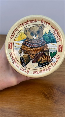 Vintage Teddy Bear Christmas Tin | Wolfgang Candy Tin| Winter Themed Ice Skating Bears view 4