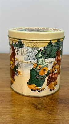 Vintage Teddy Bear Christmas Tin | Wolfgang Candy Tin| Winter Themed Ice Skating Bears view 6