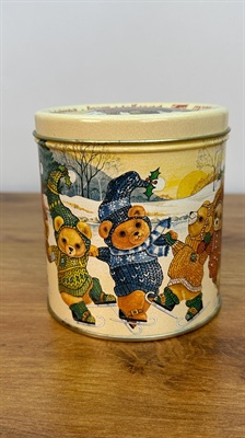 Vintage Teddy Bear Christmas Tin | Wolfgang Candy Tin| Winter Themed Ice Skating Bears view 8