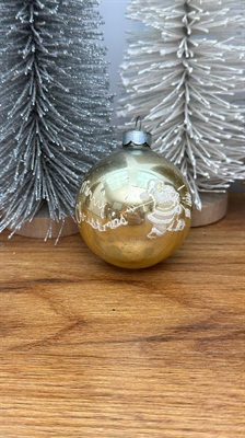 Vintage Mercury Glass Stenciled Ornament -  Gold Santa Claus Merry Christmas view 2