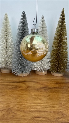 Vintage Mercury Glass Stenciled Ornament -  Gold Santa Claus Merry Christmas view 7