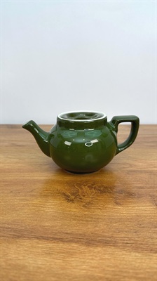 Vintage Mini Hall Teapot- Small Green Ceramic Single Serve Teapot -1950's view 2