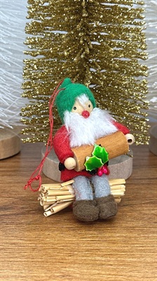 Vintage Gnome Elf Ornament- Christmas Woodland Gnome Tree Decoration