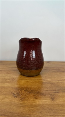 Handcrafted Studio Pottery Pitcher Red and Tan Glazed Vintage Rustic Style view 10