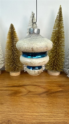 Rare Vintage Christmas Mercury Glass UFO Ornament - Mica Dusted Atomic Bell, Tornado- 1950's Made in U.S.A view 2