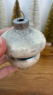 Rare Vintage Christmas Mercury Glass UFO Ornament - Mica Dusted Atomic Bell, Tornado- 1950's Made in U.S.A view 7