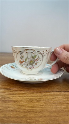 Beautiful Vintage Teacup and Saucer | Demitasse Floral Teacup Embossed with Gold Accents | Rare Find view 4