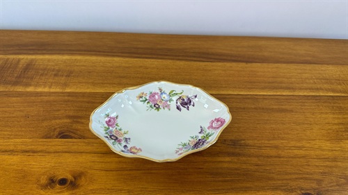 Vintage Trinket Tray, Jewelry Dish- Floral with Gold Rim- Limoges France view 2