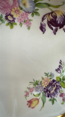 Vintage Trinket Tray, Jewelry Dish- Floral with Gold Rim- Limoges France view 4