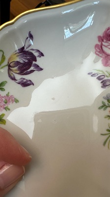 Vintage Trinket Tray, Jewelry Dish- Floral with Gold Rim- Limoges France view 6