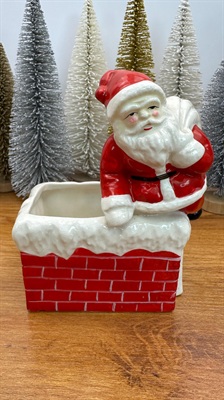 Vintage Napco Santa in Chimney Planter -1950's MMC Christmas Decor view 8