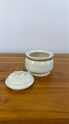 Vintage Stoneware Creamer and Sugar Bowl- Retro Neutral Colors-  Mountain Wood Collection 1970's Japan view 8