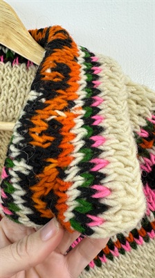 Vintage 1960's Mexican Hand Knit Wool Poncho- Colorful Chunky Knit, Bohemian, Boho Chic, Fringe Cape view 2