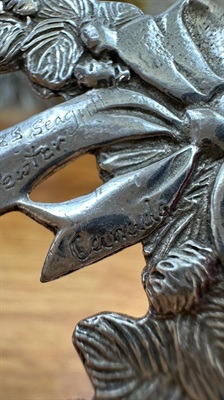 Vintage 1980's Christmas Ornament -Seagull Pewter Wreath Ornament- 1985 view 5