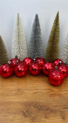 10 Vintage Mercury Glass Ornaments - Handblown Glass Ornaments -Red Glass Christmas- Made in Poland view 10