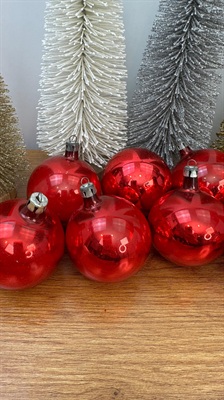 10 Vintage Mercury Glass Ornaments - Handblown Glass Ornaments -Red Glass Christmas- Made in Poland view 2